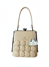 Beige Geometric Top Handle Party Bag
